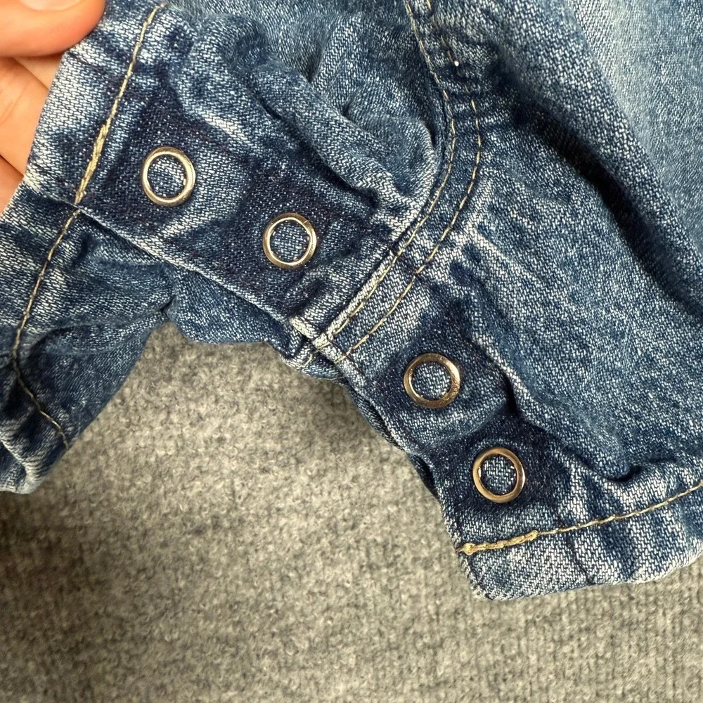 Vtg Y2K Oshkosh Baby 0-3 Overall Shorts Denim‎ Carpenter Style Shortalls Blue